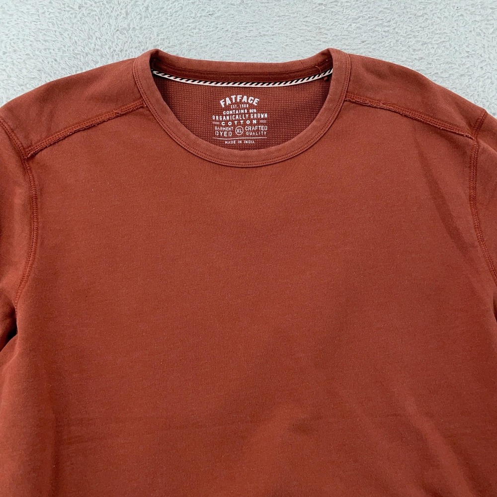 FatFace Sweatshirt Mens XL Rust‎ Orange Garment Dyed Organic Cotton Crewneck